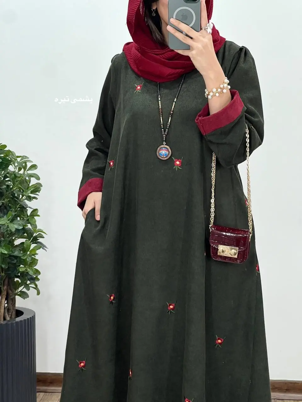 پیراهن مانتویی گلدوزی بهین